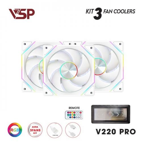 Bộ 3 Fan Case VSP V220 Pro + Hub + Remote - Màu trắng